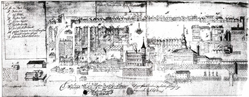 Libochovice - nadhled z jihu r. 1727